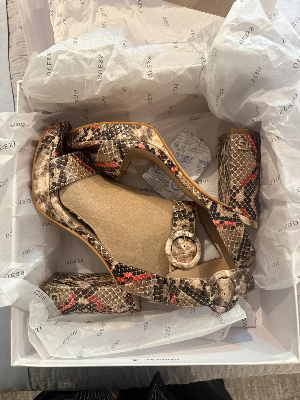 Guess Platform Heel Sandals with Gold Eyelet Detail